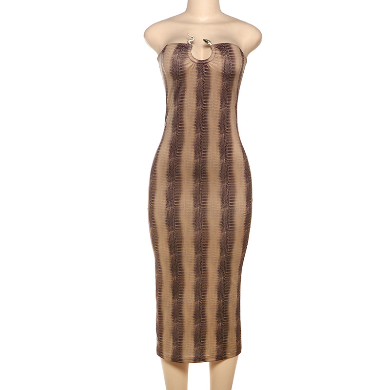 Printed Strapless Bodycon Maxi Dress for Spring & Summer