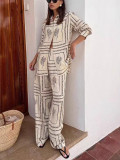Casual Linen Shirt pants two piece set