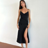 Women's Summer Sexy Straps V-Neck Slit Dress