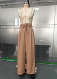 Women's Casual Solid Color High-Waist Wide-Leg Pants