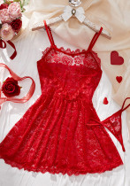 Women's Sexy See-Through Mesh Straps Dress & Panties Two Piece Set Women's Sexy See-Through Mesh Straps Dress & Panties Two Piece Set