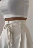 Women's Casual Solid Color High-Waist Wide-Leg Pants