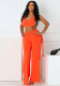 Women Spring and Summer Hollow Halter Neck Strapless Gathered Tie-string Wide-leg Jumpsuit