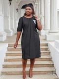 Plus Size Women Women Elegant Solid Casual Dresses
