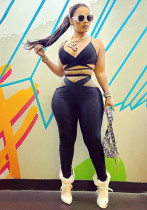 Women Summer Hollow Sexy Sleeveless Suspender Top and Pants 2-piece Set Women Summer Hollow Sexy Sleeveless Suspender Top and Pants 2-piece Set