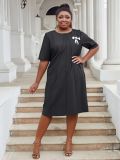 Plus Size Women Women Elegant Solid Casual Dresses