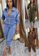 Women Turndown Collar Zipper Cargo Jumpsuit