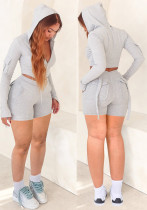 Women Casual Long Sleeve Top and Pocket Cargo Sports Shorts 2-piece Set Women Casual Long Sleeve Top and Pocket Cargo Sports Shorts 2-piece Set