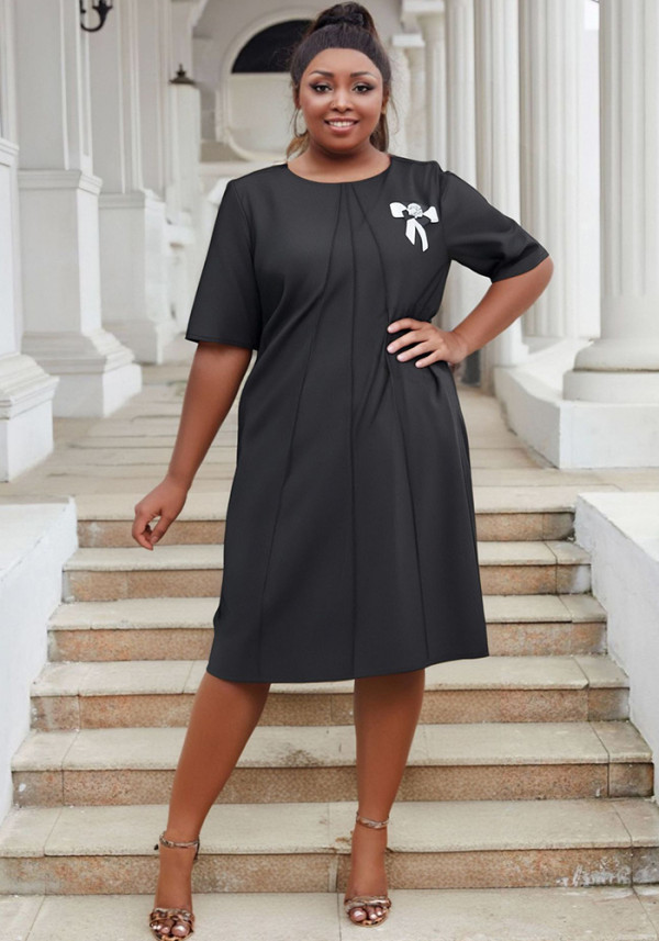 Plus Size Women Women Elegant Solid Casual Dresses