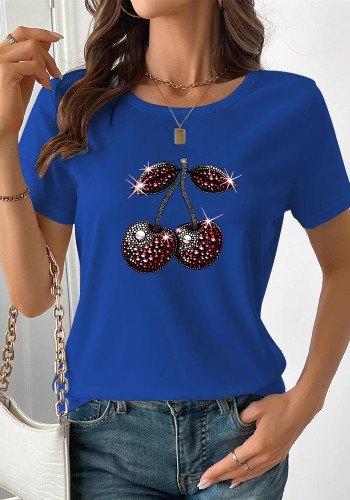 Plus Size Women Floral Print Short Sleeve Round Neck T-shirt