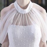 Sequin Mesh Halter-Neck Fishtail Bride Long Wedding Dress