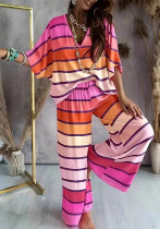 Loose Casual Fashion Plus Size Short Sleeve Two Piece Pants Set