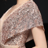Spring and Summer Long Sequin Plus-Size Formal Party Evening Dress