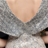 Spring and Summer Long Sequin Plus-Size Formal Party Evening Dress