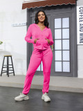 Women's Fashion Casual Velvet Hooded Women's Two-Piece Tracksuits