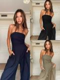 Sexy Strapless Spring and Summer Wide-leg Jumpsuit