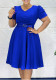 Women's Fashion Pleated Chic Elegant V-neck A-line African Dress