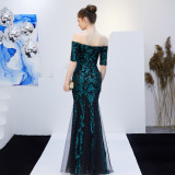 Elegant Spring Off-Shoulder Fishtail Long Party Dress for Women