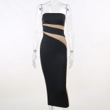 Sexy Strapless Hollow Bodycon Slim Long Party Dress