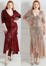 Spring and Summer Long Sequin Plus-Size Formal Party Evening Dress Spring and Summer Long Sequin Plus-Size Formal Party Evening Dress