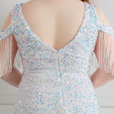 Spring and Summer Long Sequin Plus-Size Formal Party Evening Dress