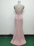 Luxury Strap Fishbone Slim Waist Evening Dress
