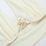 Women's Sexy High Waist Mesh Patchwork Long Skirt Halter Neck Hollow Vest Holidays Two Piece Set