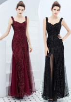 Red Sequin Strap Bride Fishtail Long Summer Formal Party Evening Dress Red Sequin Strap Bride Fishtail Long Summer Formal Party Evening Dress