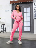 Women's Fashion Casual Velvet Hooded Women's Two-Piece Tracksuits