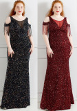Spring and Summer Long Sequin Plus-Size Formal Party Evening Dress