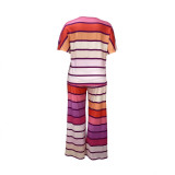 Loose Casual Fashion Plus Size Short Sleeve Two Piece Pants Set