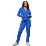 Women's Fashion Casual Velvet Hooded Women's Two-Piece Tracksuits