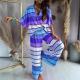 Loose Casual Fashion Plus Size Short Sleeve Two Piece Pants Set
