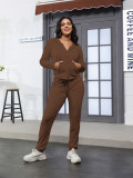 Women's Fashion Casual Velvet Hooded Women's Two-Piece Tracksuits