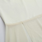 Women's Sexy High Waist Mesh Patchwork Long Skirt Halter Neck Hollow Vest Holidays Two Piece Set