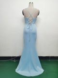 Luxury Strap Fishbone Slim Waist Evening Dress