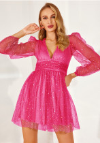 Spring and Summer Chic A-line Short Sequin Mesh Dress