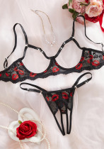 Women free-to-take-off crotch sexy underwear hot lips hollow Sexy Lingerie Set