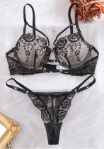 Women mesh rose embroidery Sexy Lingerie Set
