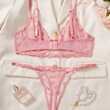 Women mesh flower embroidery ultra-thin See-Through Sexy Lingerie Set