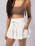Women Summer Lace-up Pleated Skirt