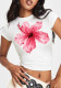 Women Summer Flower Print Sexy Crop Short Sleeve T-shirt
