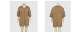 Women Spring Summer Turndown Collar Casual Short Sleeve Knitting Top