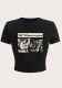 Women Summer Street Style Rock Style Sexy Crop Short Sleeve T-shirt