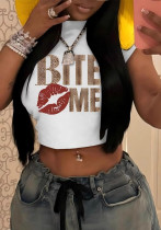 Women Summer Letter Print Sexy Crop Short Sleeve T-shirt Women Summer Letter Print Sexy Crop Short Sleeve T-shirt