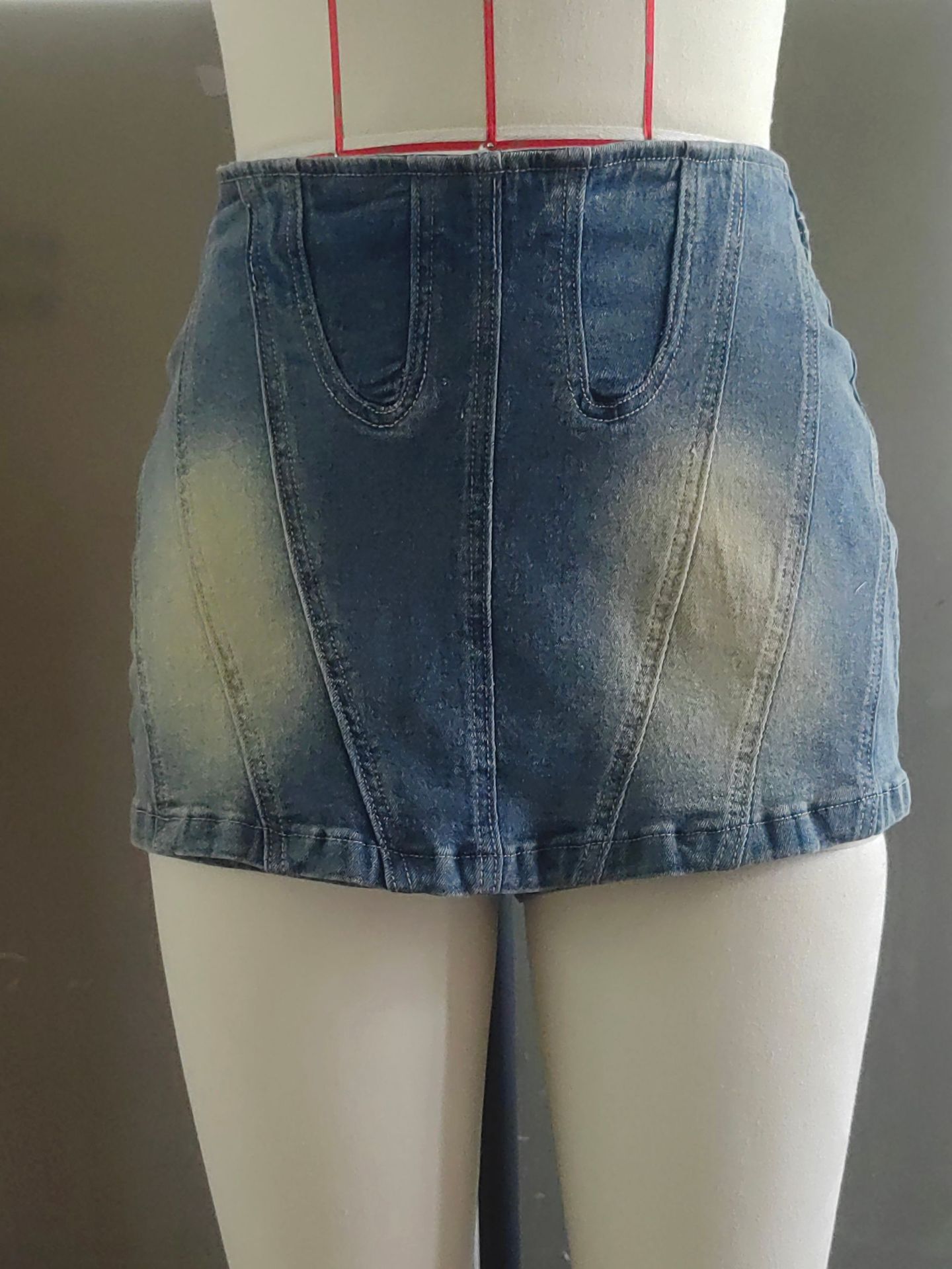 Women Summer Sexy Zipper Washed Skirt