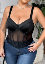 Plus Size Women Sexy Fishbone Bra Suspender Top