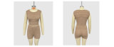 Women Round Neck Vest Shorts Two Piece Set