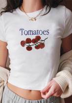 Women summer street fruit print short-sleeved Crop T-shirt Women summer street fruit print short-sleeved Crop T-shirt