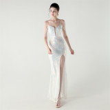 Women cross Lace-Up fishtail evening dress Formal Party evening dress